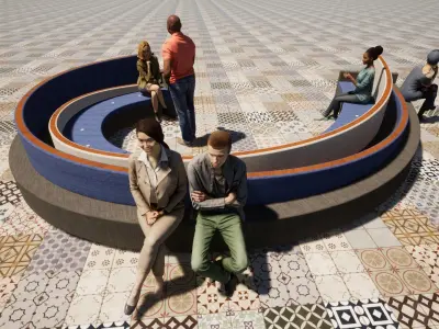 Sofa circular con materiales PBR 2K Free 3D model