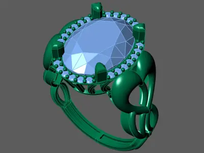 Womens Rings With Stone Ring Ready STL 3DM Models Rings women 3D print model 35