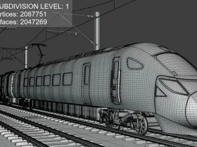 Bridge with Hitachi Azuma 3D model