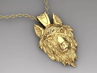 wolf pendant 3D print model
