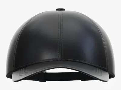 Baseball Cap Leather Mockup Black 3D model