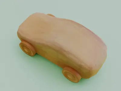 Wooden car Low-poly 3D model