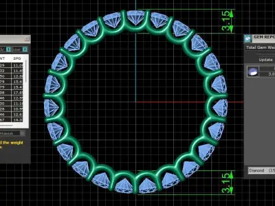 U Shaped Eternity Ring 3mm stone size swiss 17 and EU57 3D print model