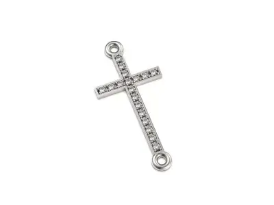 G0482 silver cross with diamonds Free 3D print model