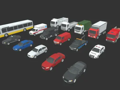 Low Poly Vehicles  Low-poly 3D model