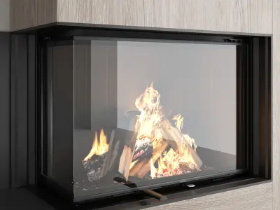 Decorative wall with fireplace set 16 3D model