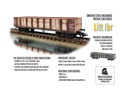 ROLLS-0051 SJ Gondola car Litt Ibr in H0-scale 3D print model