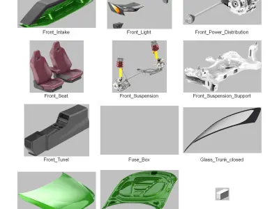 DOSCH 3D - CAR DETAILS - COMPACT ELECTRIC CAR 3D model