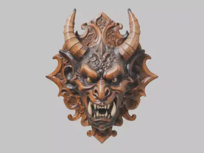 Detailed Oni Mask 3D Model Low-poly 3D model