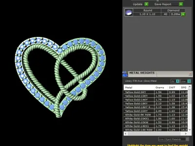 light weight yellow gold  diamond pendent -DOC-P8084 3D print model