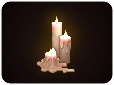 Stylized Candle Small Set Low-poly 3D model