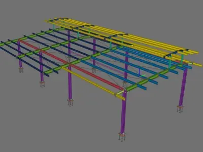Steel Canopy Structure OBJ IFC 3D Model 3D model