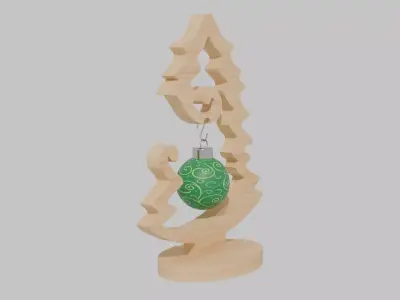 Scrollwork Wood Tabletop Christmas Tree Low-poly 3D model