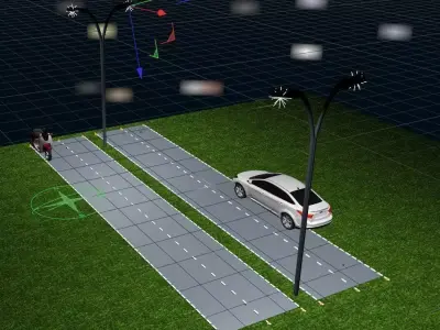 Straatverlichting car driving on grassy area Free 3D model