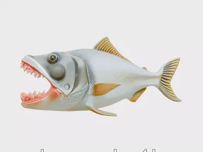 Fangtooth Fish Model with Oversized Jaws and Teeth Low-poly 3D model
