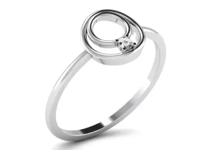 Light Weight White Gold Diamond Ring DR-5961 3D print model