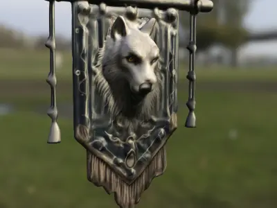 Wolf Clan Banner Medieval Wall Decoration 3D model
