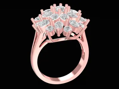 Luxury Multi Layer Flower Diamond Ring for Women 2423 3D print model