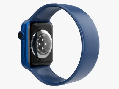 Apple Watch Series 6 silicone solo loop blue 3D model
