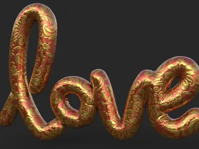 Love Decoration Fabric Written Low-poly 3D model