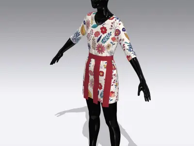 Female Cloth Dress Low-poly 3D model