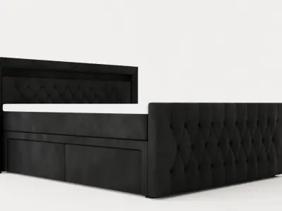Franco Bed Package 180x200 Co Storage Black Artificial Leather Low-poly 3D model