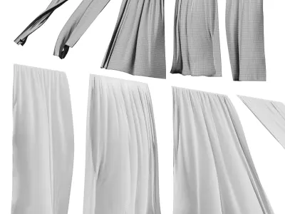 Curtain set in the wind  Low-poly 3D model