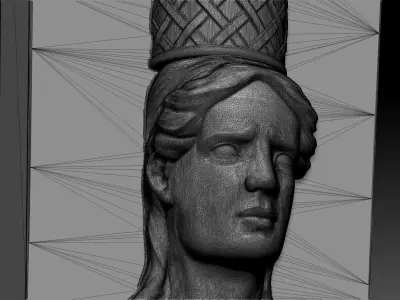 Caryatids two statues of woman holding cup 3D model