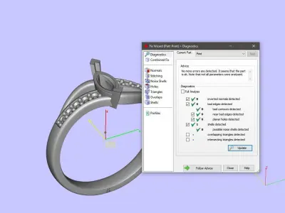 Engagement ring with marquise 3D print model
