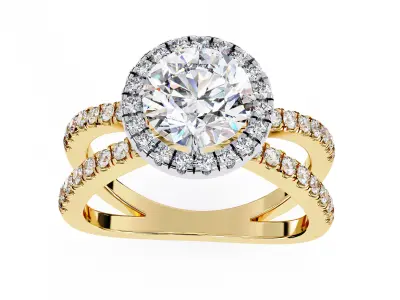 Round Diamond Halo setting eternity ring for women 3D print model