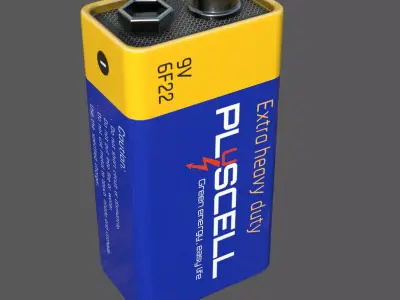 9v Battery Low-poly 3D model