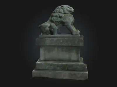 Stone Guardian Lion Majestic Protector Sculpture 3D model