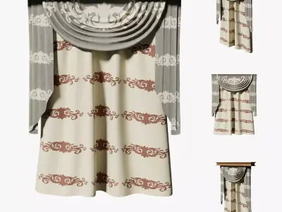 Deco Curtains Baroque Series DoubleFlower LT1 N4 3D model