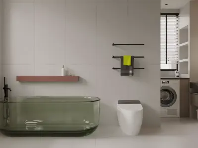 modern bedroom and bathroom 3D model