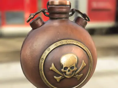 Pirate Skull Flask Low-poly 3D model