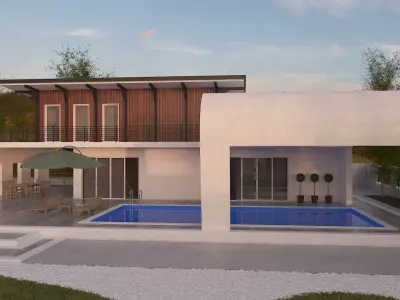 Villa 3D scene environment  Free 3D model