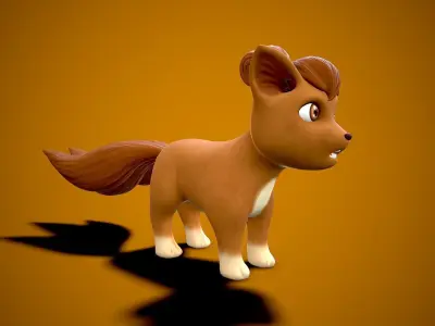 cartoon fox Low-poly 3D model