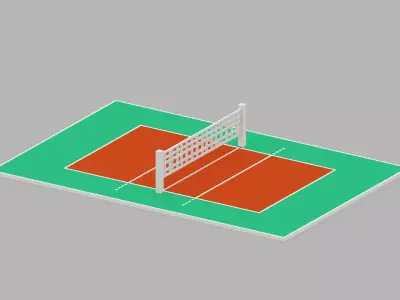 Voxel Volleyball Court Low-poly 3D model