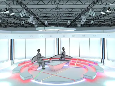 Virtual TV Studio Chat Set 2 3D model