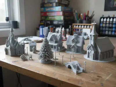 Christmas Village Miniature Set Festive Diorama STL in 11 files  3D print model