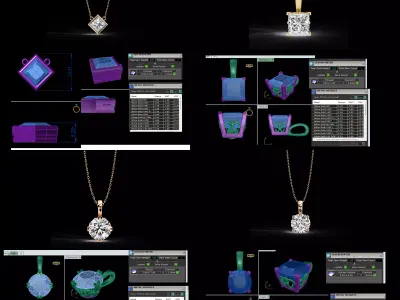 Luxury Diamond Pendant CAD Collection 48 Designs 3DM STL 3D print model