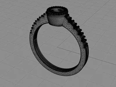 D-0956 amethyst and diamond ring 3D print model