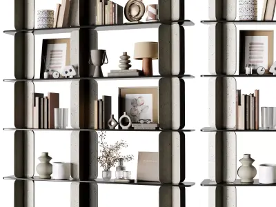 Shelves Decorative With Plants and Book - Concrete Rack 38 3D model