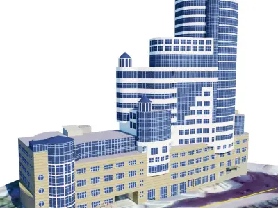 skyscraper high rise building Low-poly 3D model