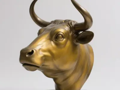 Bull head sculpture 3D print model