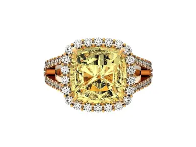 Cushion Cut Split Shank Diamond Halo Engagement Ring 1507 3D print model