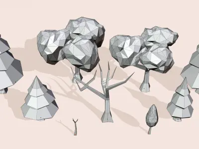 Low-Poly Forest Nature Set Free Trial Free low-poly 3D model