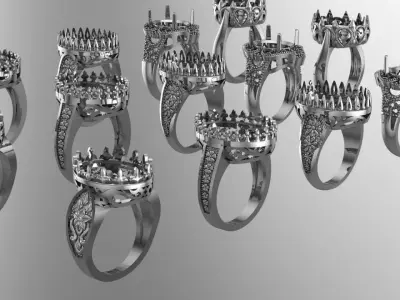 15 Silver ring pack in 5 pattern 3D print model