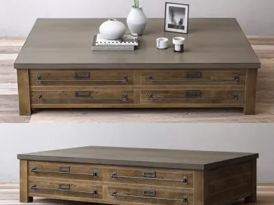 ZINC-TOP MERCANTILE COFFEE TABLE 3D model