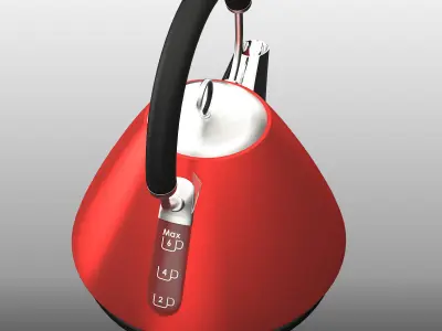 Accents Red Traditional Kettle  Low-poly 3D model